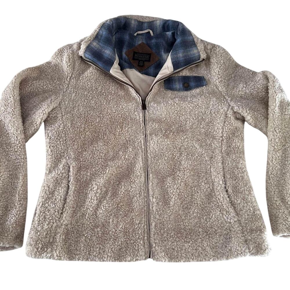 Pendleton Women’s Fuzzy Fleece Full Zip Coat Jacket Size medium